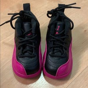 Black and Pink Air Jordan 12s Toddler Size 6c Used